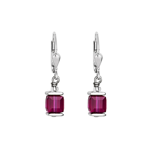 COEUR DE LION Cube Drop Earrings with Swarovski Crystals Purple 0094/20-0400