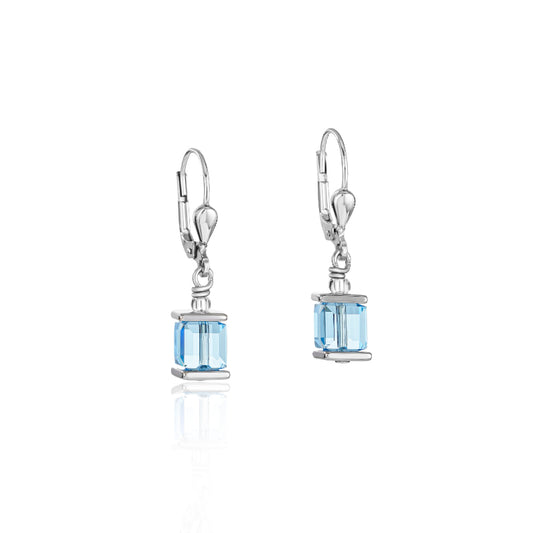 COEUR DE LION Cube Drop Earrings with Swarovski Crystals Turquoise 0094/20-2000