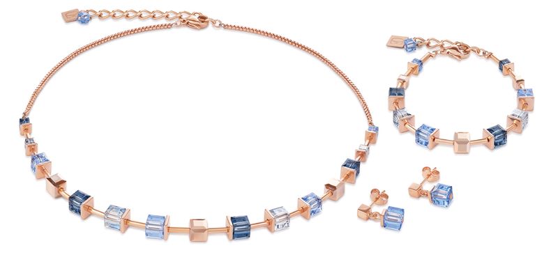 COEUR DE LION Geo Cube Soft Dusky Blues Earrings 4996/21-0700