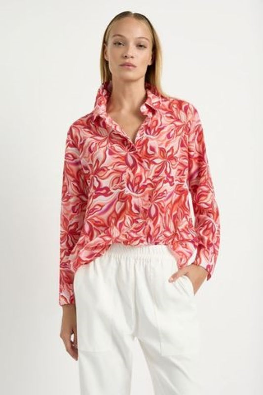 Mela Purdie Soft Shirt - Tangello Print Silk - Sale