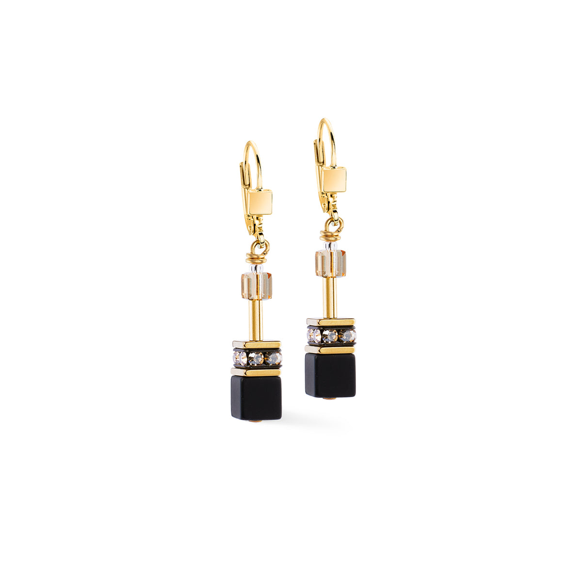 COEUR DE LION Geo Cube Black & Gold Earrings 4018/20-1316
