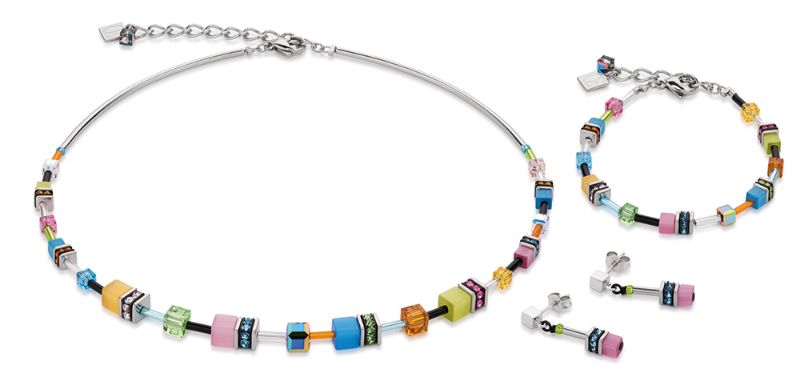 COEUR DE LION Geo Cube Multi Colour Graduated Earrings 4910/21-1527
