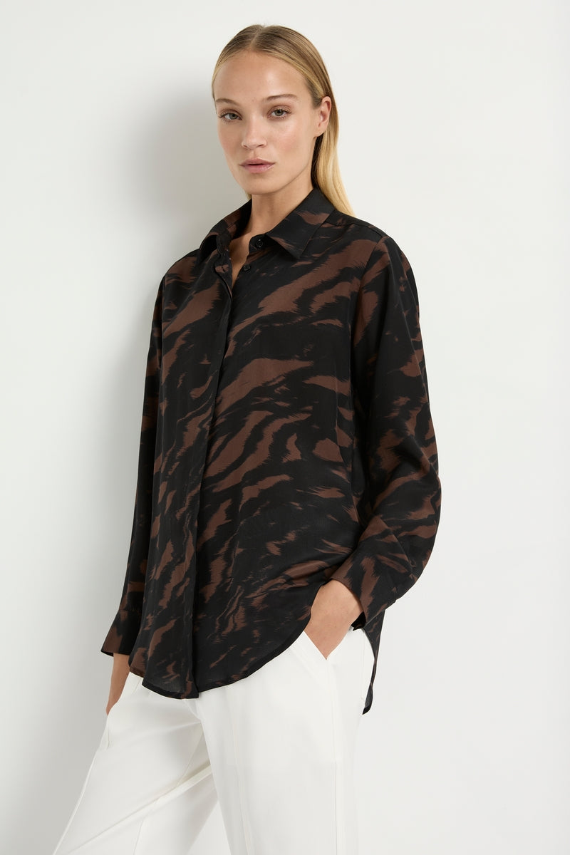 Mela Purdie Soft Shirt - Shadow Print Silk - Sale