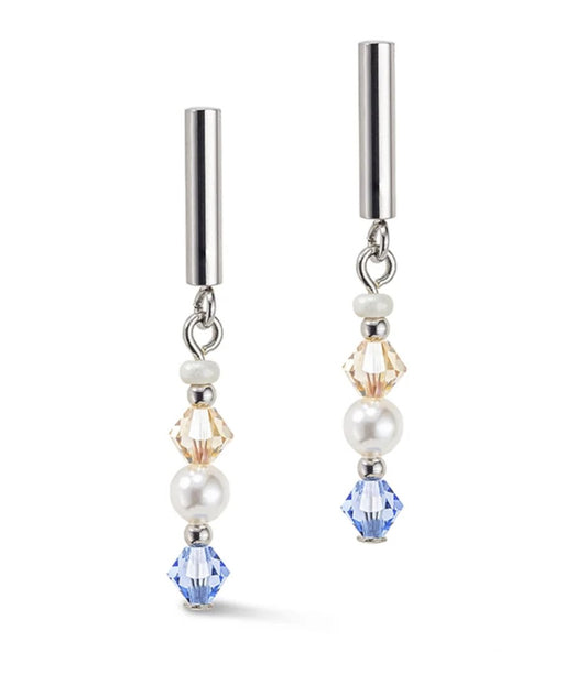 COEUR DE LION Blue European Crystals & Stainless Steel Earrings 6022/21-0720