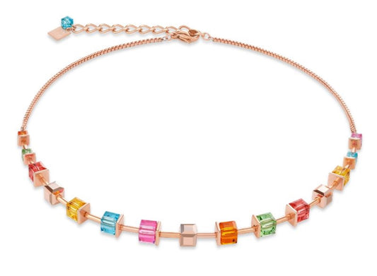 COEUR DE LION Geo Cube Luxurious Multicolour Necklace 4996/10-1500
