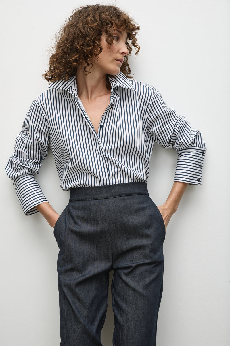 Mela Purdie Tapered Flat Pant - Soft Stretch Denim - Sale