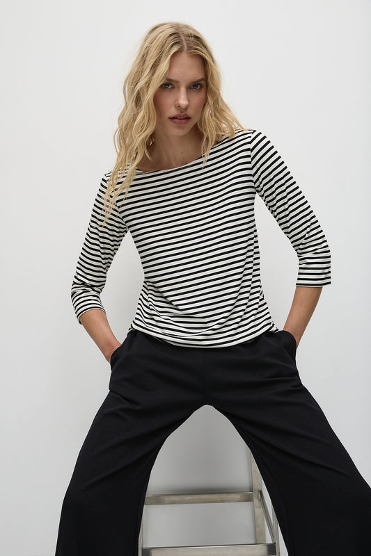 Mela Purdie Relaxed Boat Neck - Straw Stripe
