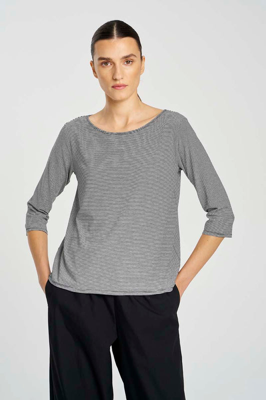 Mela Purdie Relaxed Boat Neck - Caviar Stripe