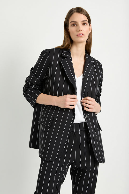 Mela Purdie Stretch Blazer - Pinstripe Popilene - Sale
