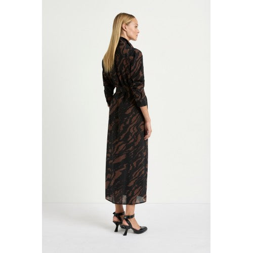Mela Purdie Tie Shirt Dress - Shadow Print Silk - Sale
