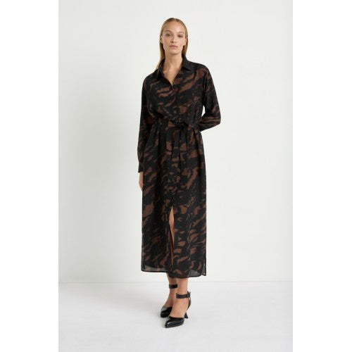 Mela Purdie Tie Shirt Dress - Shadow Print Silk - Sale