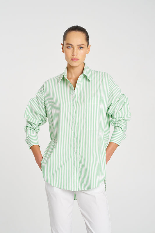 Mela Purdie Relaxed Pocket Shirt - Stripe Microprene