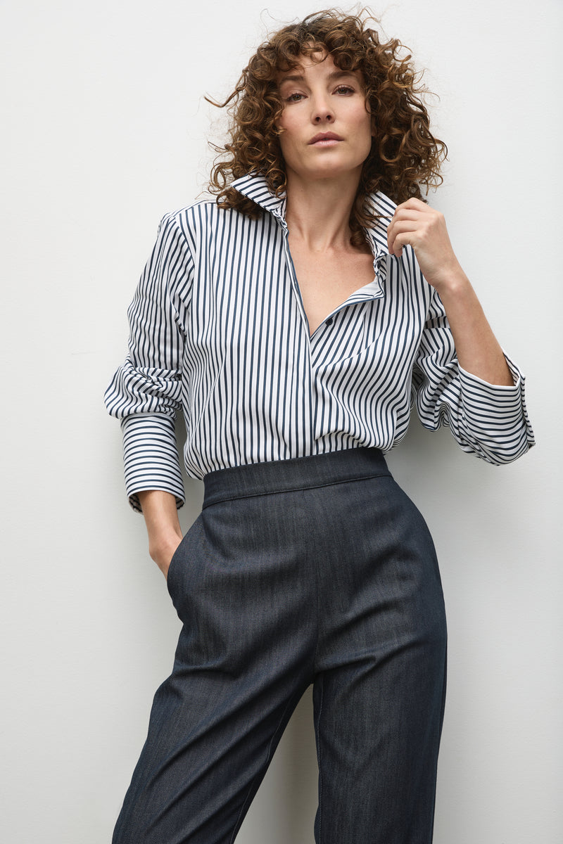 Mela Purdie Smooth Shirt - Indigo Stripe - Sale