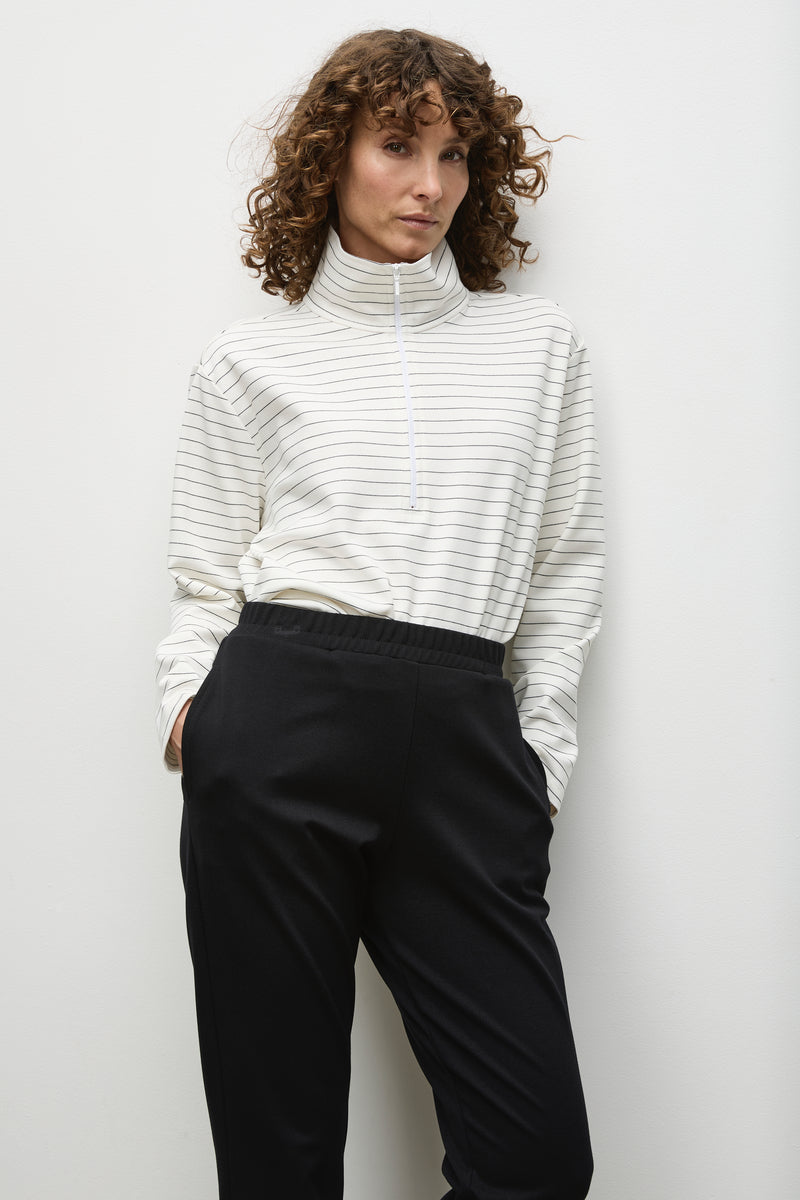 Mela Purdie Zip Front Sweater - Micro Stripe Ponte - Sale