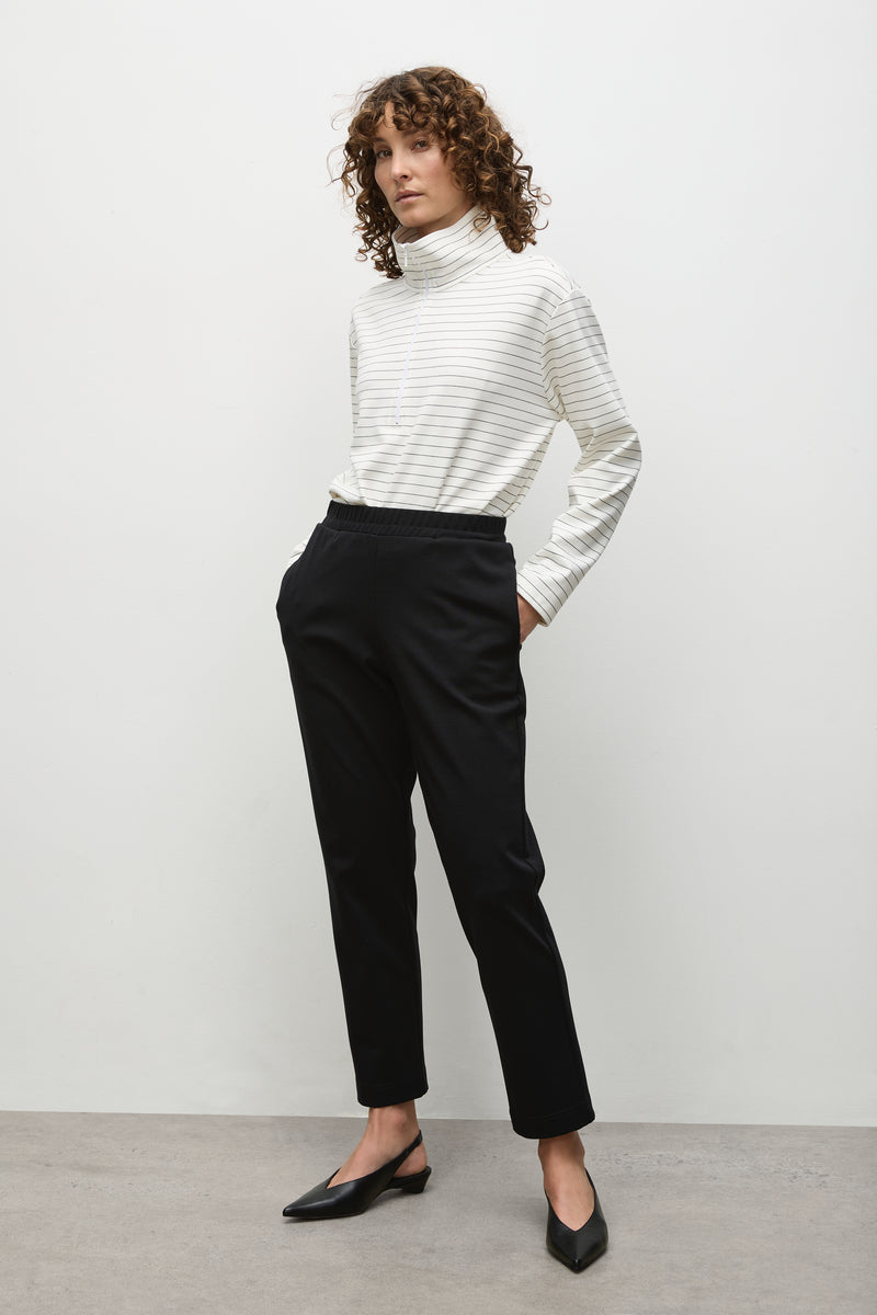 Mela Purdie Zip Front Sweater - Micro Stripe Ponte - Sale