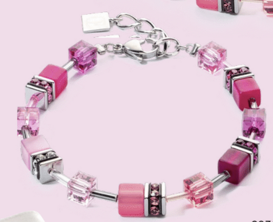 COEUR DE LION Geo Cube Viva Magenta Bracelet 2838/30-0422