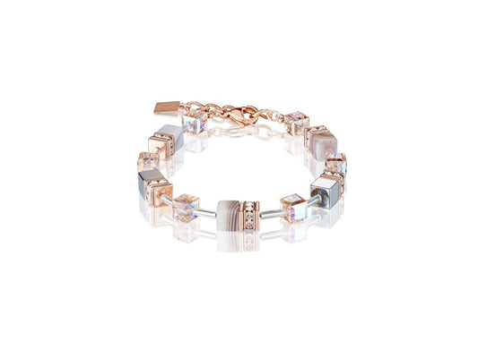 COEUR DE LION  Geo Cube Botswana Agate and Blush Champagne Bracelet 4017/30-0230