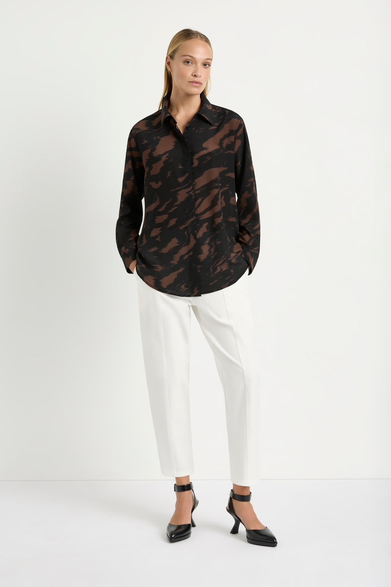 Mela Purdie Soft Shirt - Shadow Print Silk - Sale