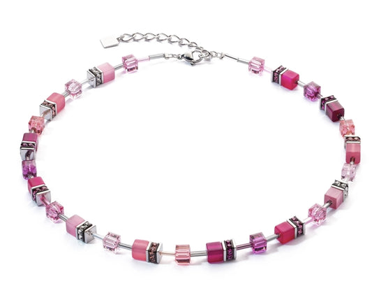 COEUR DE LION Geo Cube Viva Magenta Necklace 2838/10-0422