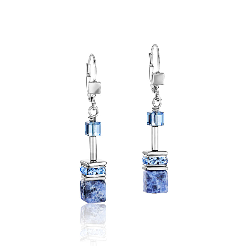 COEUR DE LION Geo Cube Hematite & Blue Sodalite Earrings 4017/20-0700