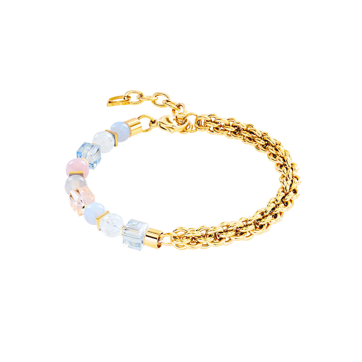 COEUR DE LION GeoCube Fusion Soft Pastel & Gold Chain Bracelet 3022/30_1038