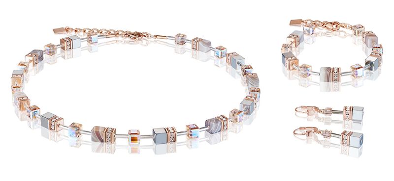 COEUR DE LION  Geo Cube Botswana Agate and Blush Champagne Bracelet 4017/30-0230