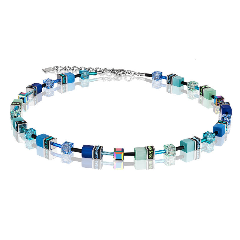 COEUR DE LION Geo Cube Bright Blue Necklace 2838/10-0705