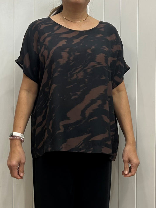 Mela Purdie Cap Shell - Shadow Print Silk - Sale