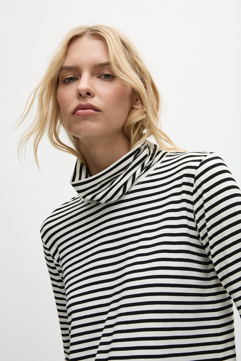Mela Purdie Turtle Neck Top - Straw Stripe