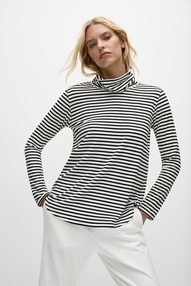 Mela Purdie Turtle Neck Top - Straw Stripe