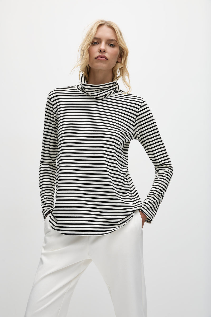 Mela Purdie Turtle Neck Top - Straw Stripe