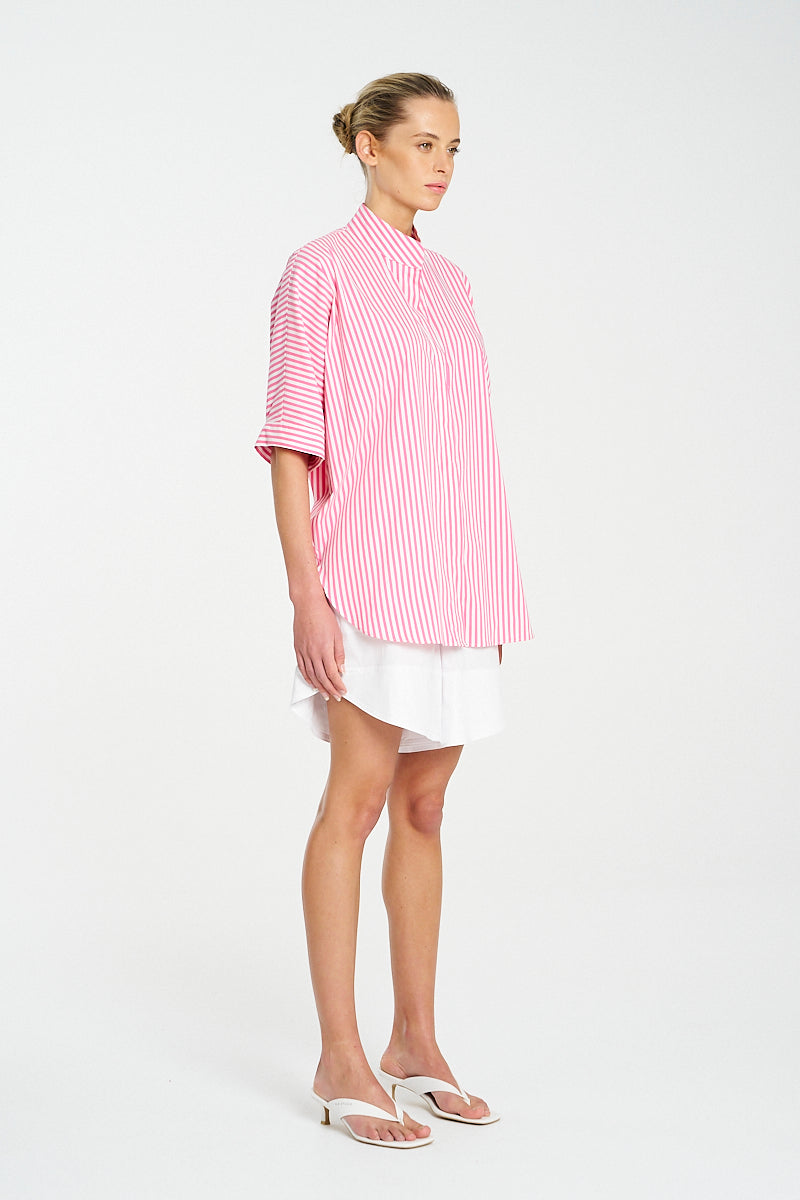 Mela Purdie Villa Overshirt - Striped Microprene
