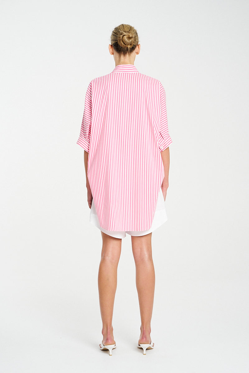 Mela Purdie Villa Overshirt - Striped Microprene