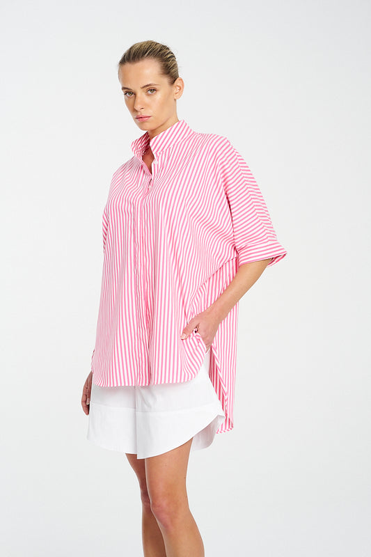 Mela Purdie Villa Overshirt - Striped Microprene