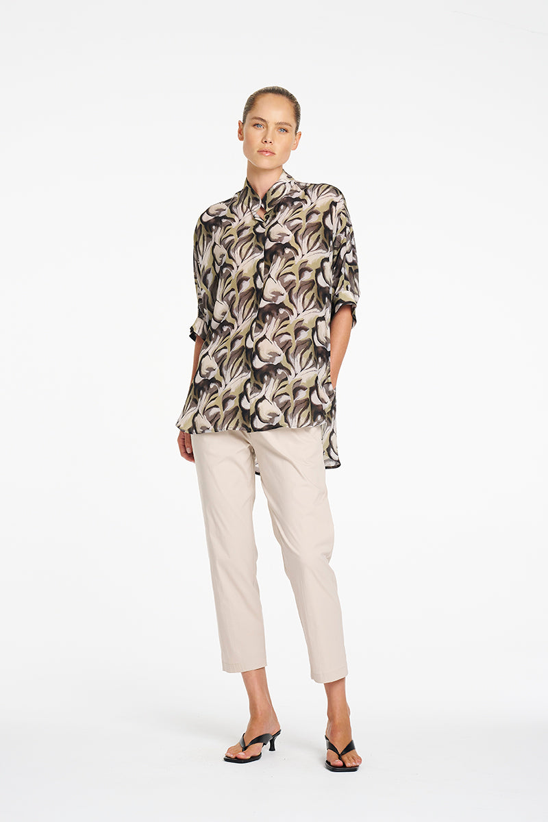 Mela Purdie Villa Overshirt - Bayleaf Print Silk