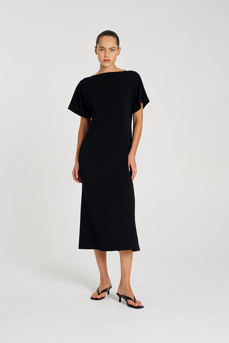 Mela Purdie Slash Neck Dress - Powder Knit