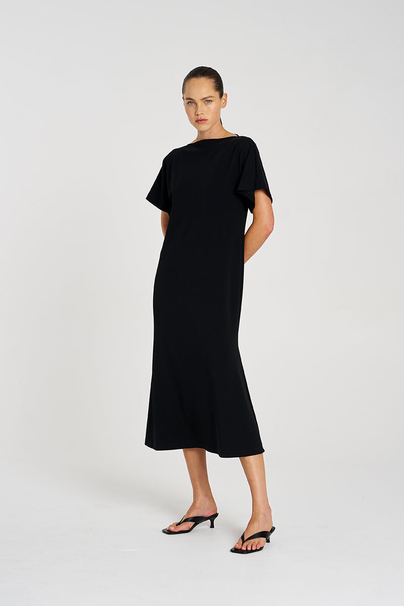 Mela Purdie Slash Neck Dress - Powder Knit