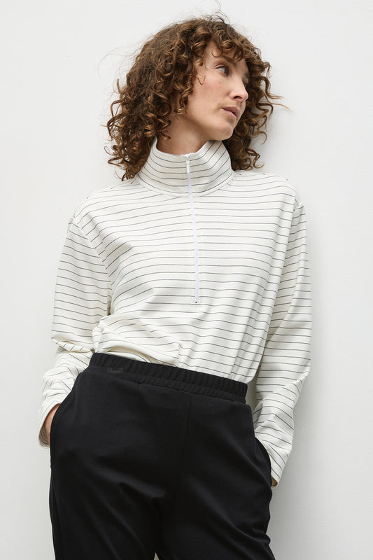 Mela Purdie Zip Front Sweater - Micro Stripe Ponte