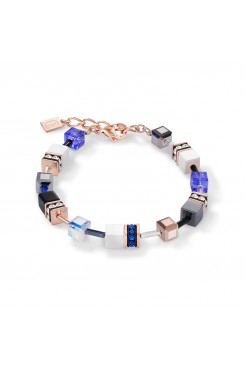 COEUR DE LION Geo Cube Blue, White, Grey & Black Bracelet 4013/30-0700