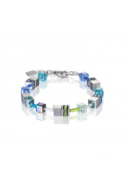 COEUR DE LION Geo Cube Silver & Cool Blue Bracelet 4015/30-0705