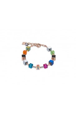 COEUR DE LION Geo Cube Multicolour Onyx Rose Gold Bracelet 4980/30-1500