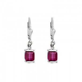 COEUR DE LION Cube Drop Earrings with Swarovski Crystals Purple 0094/20-0400