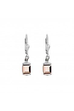 COEUR DE LION Cube Drop Earrings with Swarovski Crystals Rose Gold 0094/20-1620