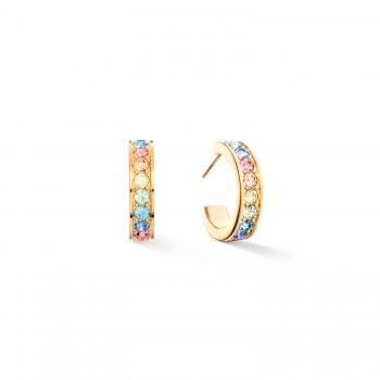 COEUR DE LION Hoop Wide Gold & Pastel Crystal Pavé Earrings 0131/21-1590