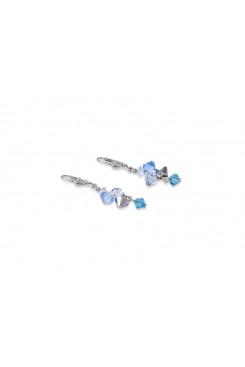 COEUR DE LION Geo Cube Turquoise, Blue Crystal & Rose Gold Earrings 4938/20-0720