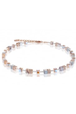 COEUR DE LION  Geo Cube Botswana Agate and Blush Champagne Necklace 4017/10-0230