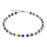 COEUR DE LION  GeoCube Bright Rainbow & Silver Necklace 4509/10-1581