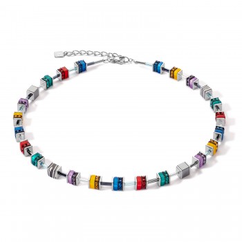 COEUR DE LION  GeoCube Bright Rainbow & Silver Necklace 4509/10-1581