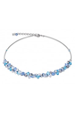 COEUR DE LION Geo Cube Turquoise, Blue Crystal & Rose Gold Necklace 4938/10-0720