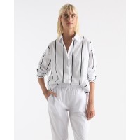 Mela Purdie Relaxed Pocket Shirt - Mono Stripe Popilene - Sale 